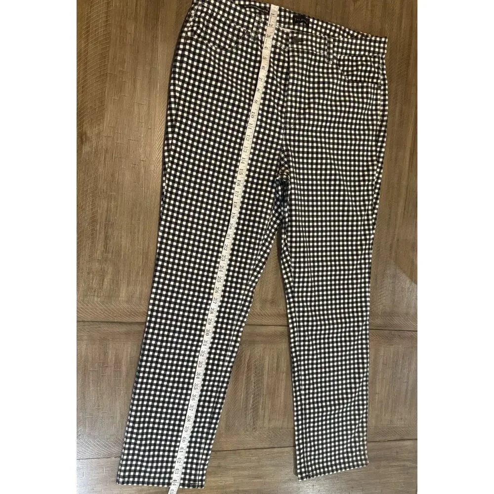 TALBOTS Black White Checked Plaid Corduroy Straight Leg Pants Women's Size 16